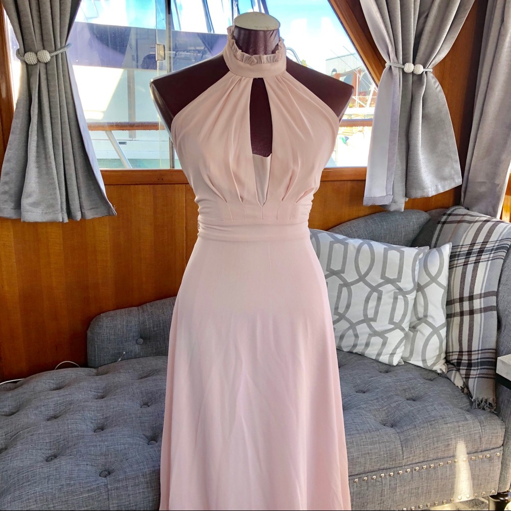 Lulus First Comes Love Blush Pink Maxi Dress L